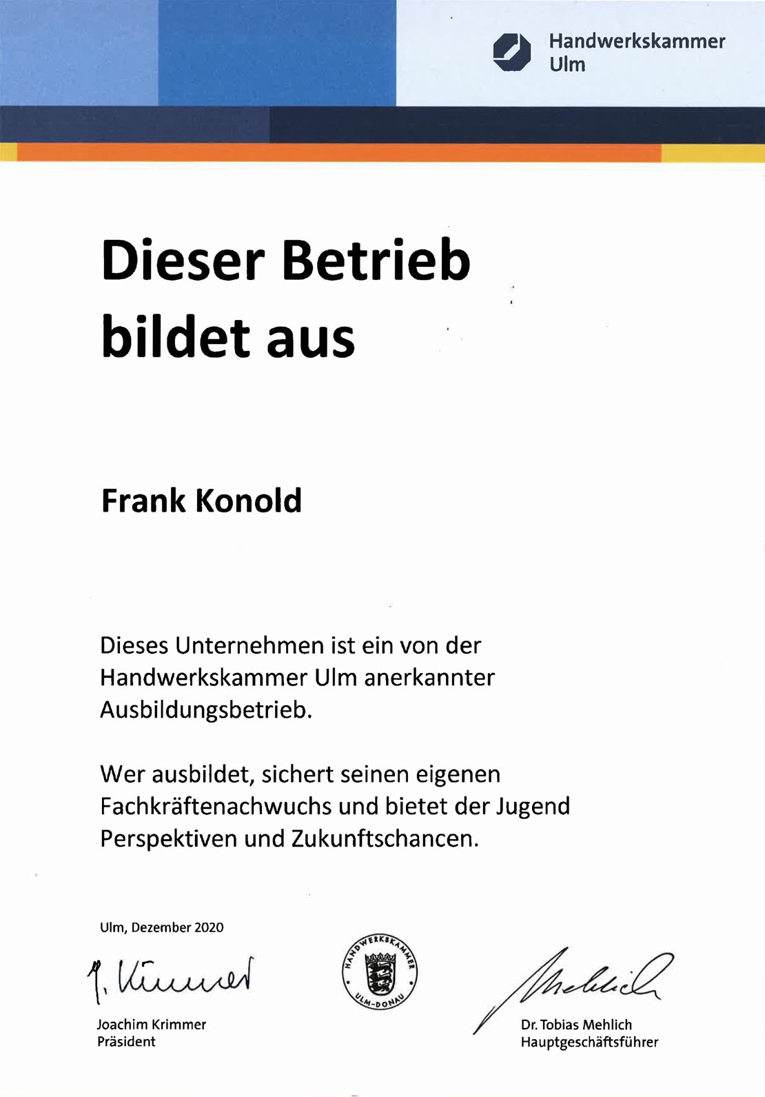 Elektro Konold - Wir bilden aus - Frank Konold